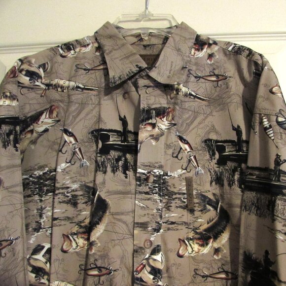 Men's NORTH RIVER OUTFITTERS Long Sleeve Shirt Fishing Reels Size L - Picture 3 of 5